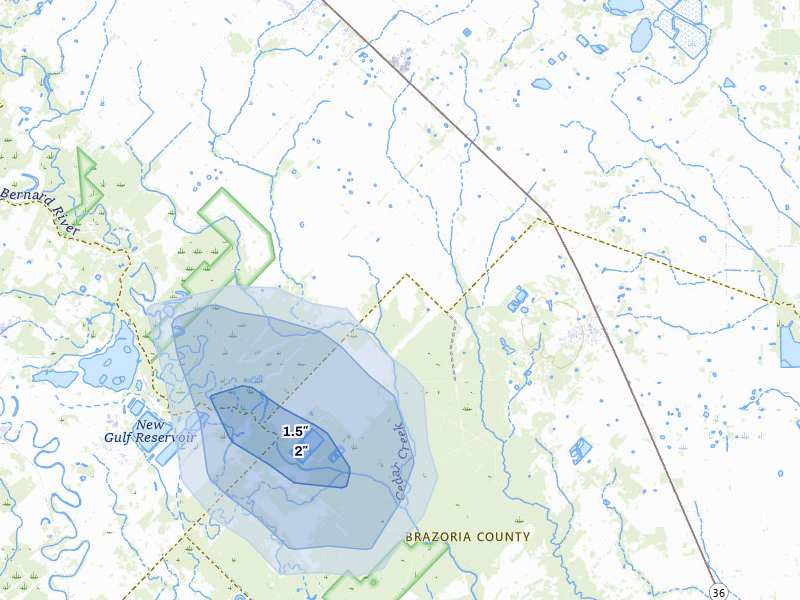 NEXRAD radar-signature map of the hail storm over Guy, TX on Apr 22, 2026