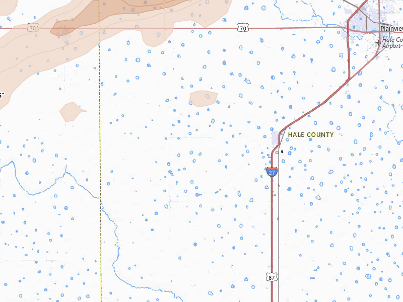 Radar-estimated hail-size map of the storm over Hale Center, TX on Apr 3, 2026