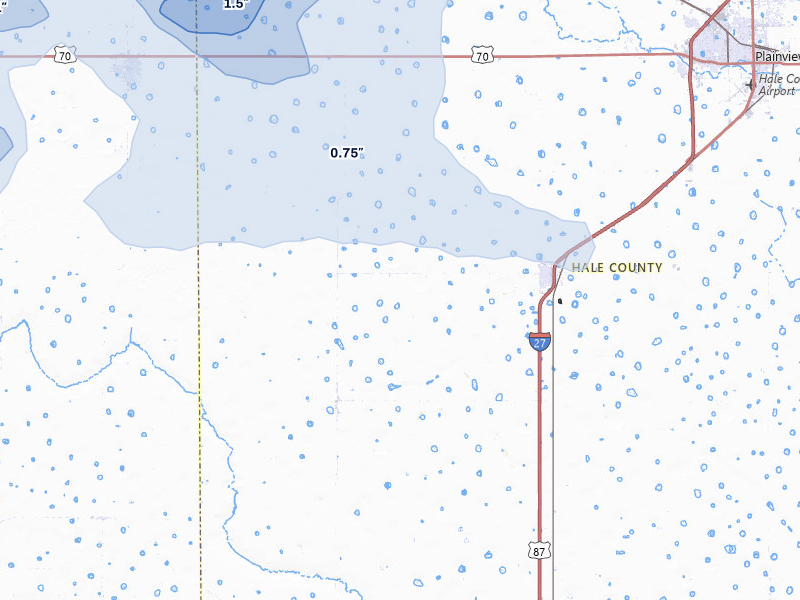 NEXRAD radar-signature map of the hail over Hale Center, TX