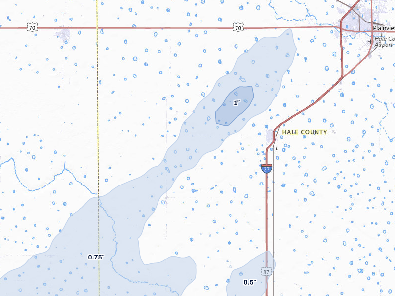NEXRAD radar-signature map of the hail storm over Hale Center, TX on Jun 29, 2026