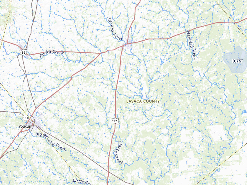 NEXRAD radar-signature map of the hail over Hallettsville, TX