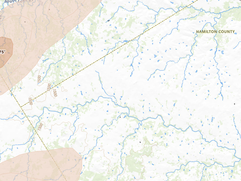 Radar-estimated hail-size map of the storm over Hamilton, TX on Mar 4, 2026