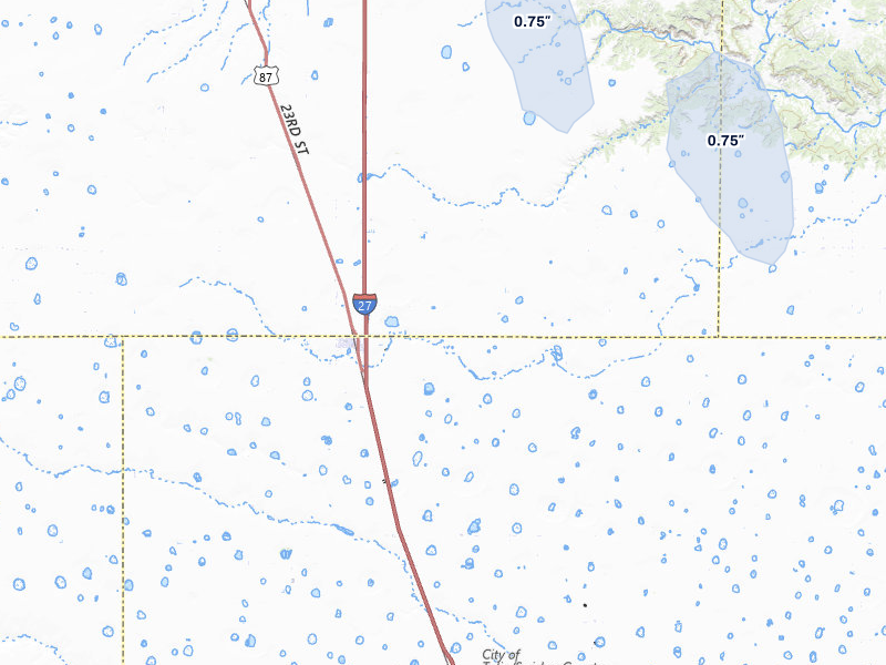 NEXRAD radar-signature map of the hail storm over Happy, TX on Aug 6, 2026