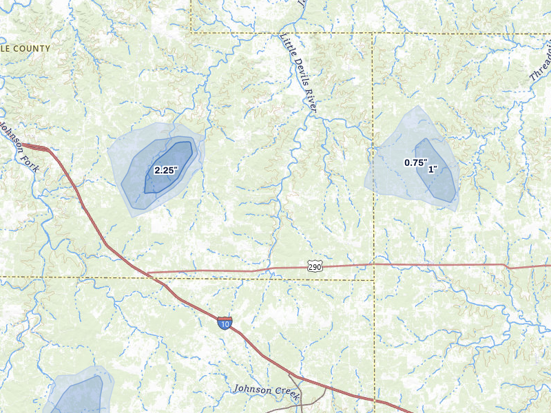 NEXRAD radar-signature map of the hail storm over Harper, TX on Jul 6, 2026
