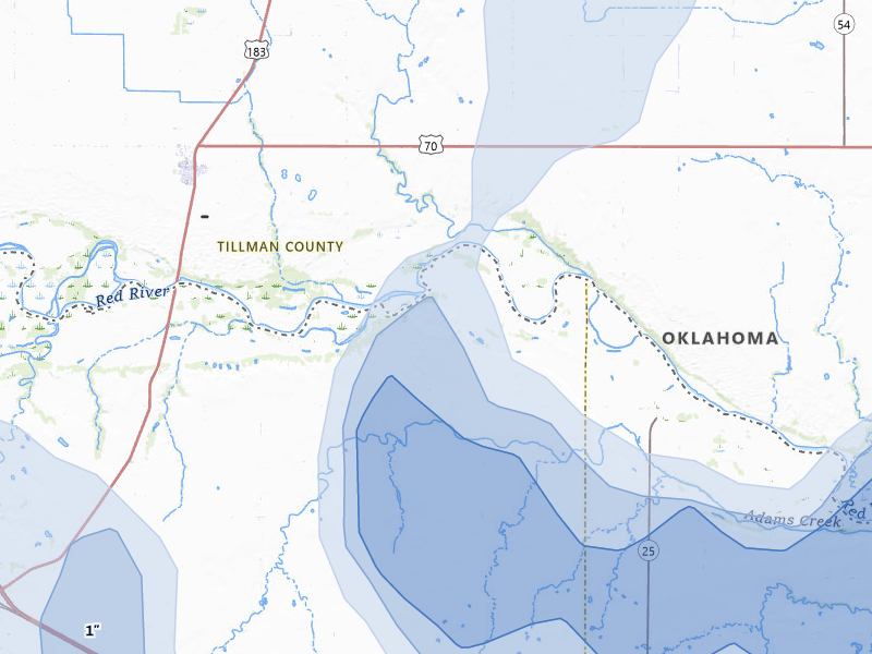 NEXRAD radar-signature map of the hail storm over Harrold, TX on May 8, 2026