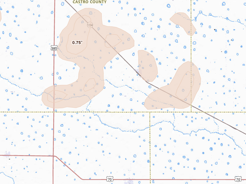 Radar-estimated hail-size map of the storm over Hart, TX on May 23, 2026