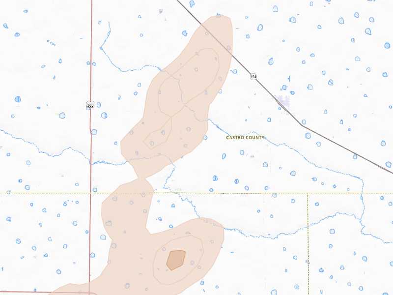Radar-estimated hail-size map of the storm over Hart, TX