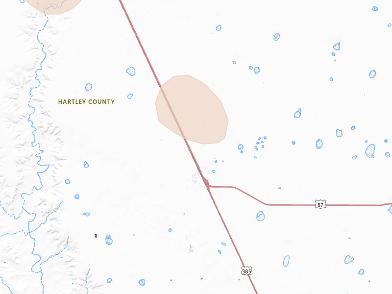 Radar-estimated hail-size map of the storm over Hartley, TX on May 23, 2026