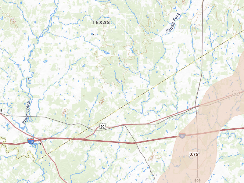 Radar-estimated hail-size map of the storm over Harwood, TX on May 18, 2026