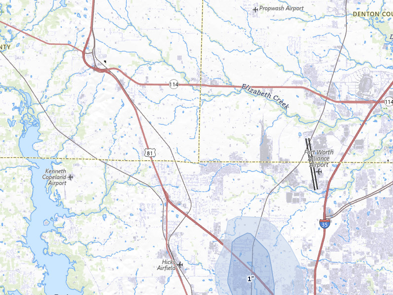 NEXRAD radar-signature map of the hail storm over Haslet, TX on Jul 6, 2026