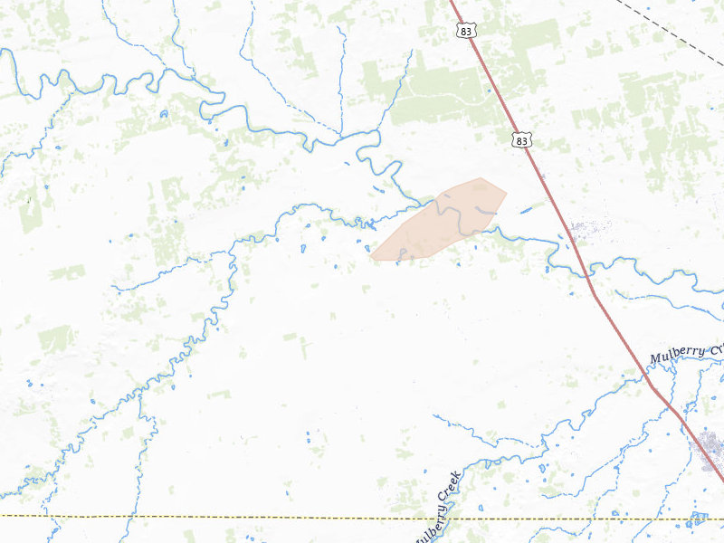 Radar-estimated hail-size map of the storm over Hawley, TX