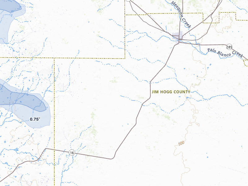 NEXRAD radar-signature map of the hail storm over Hebbronville, TX on May 8, 2026