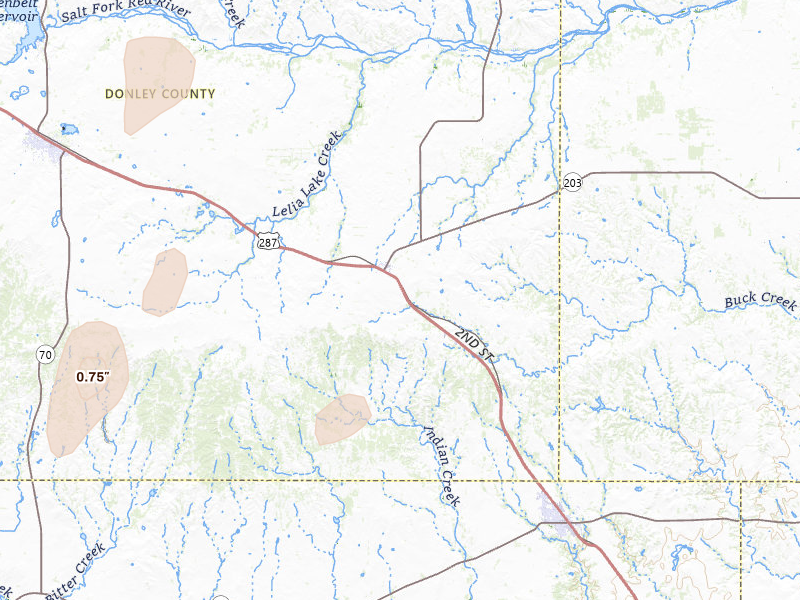 Radar-estimated hail-size map of the storm over Hedley, TX on May 22, 2026