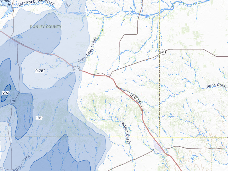 NEXRAD radar-signature map of the hail storm over Hedley, TX on Jun 30, 2026