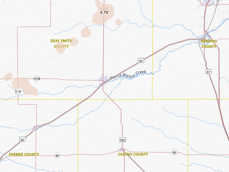 Radar-estimated hail-size map of the storm over Hereford, TX