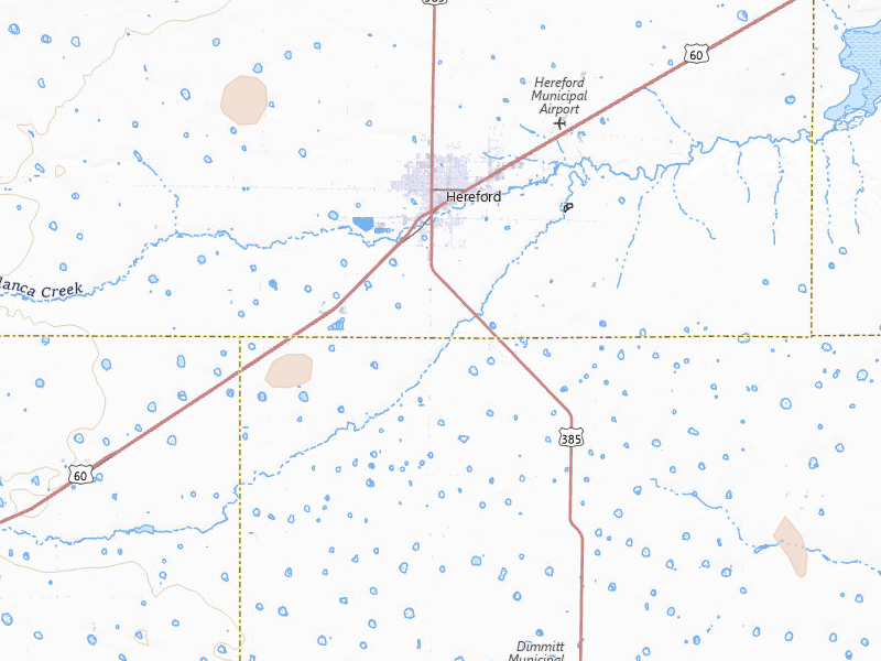 Radar-estimated hail-size map of the storm over Hereford, TX on Jul 12, 2026