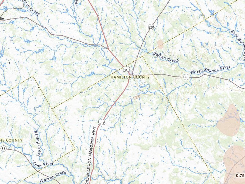 Radar-estimated hail-size map of the storm over Hico, TX on Jun 2, 2026