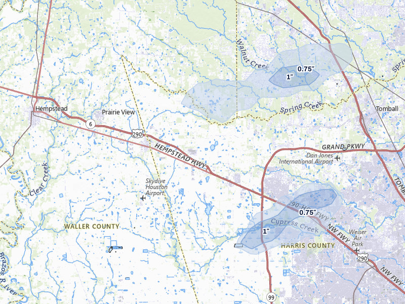 NEXRAD radar-signature map of the hail storm over Hockley, TX on Mar 7, 2026