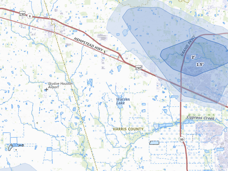 NEXRAD radar-signature map of the hail storm over Hockley, TX on Aug 9, 2026