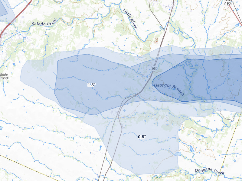 NEXRAD radar-signature map of the hail storm over Holland, TX on May 10, 2026