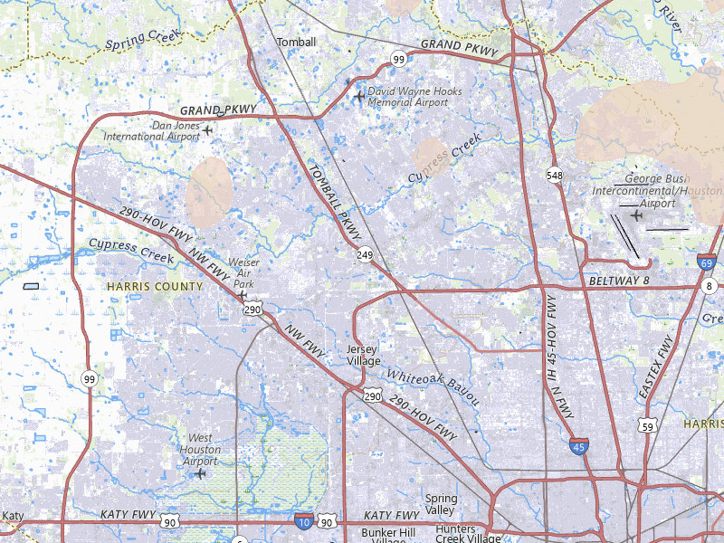 Radar-estimated hail-size map of the storm over Houston, TX on Jun 19, 2026