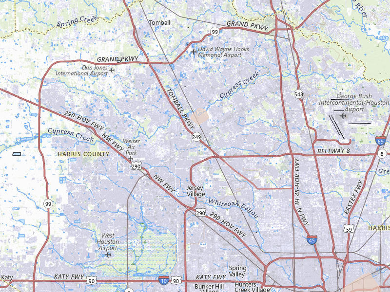 Radar-estimated hail-size map of the storm over Houston, TX on Jul 7, 2026