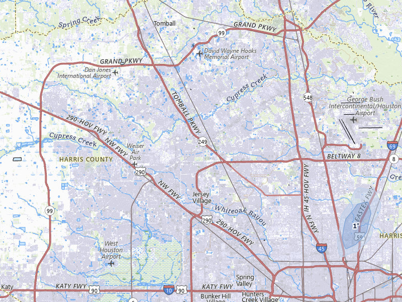 NEXRAD radar-signature map of the hail storm over Houston, TX on Jul 8, 2026