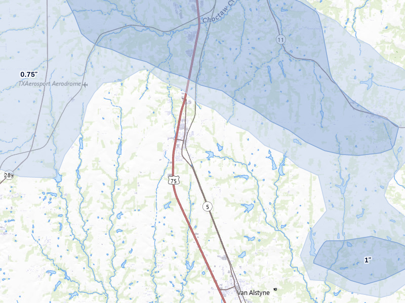 NEXRAD radar-signature map of the hail storm over Howe, TX on May 9, 2026