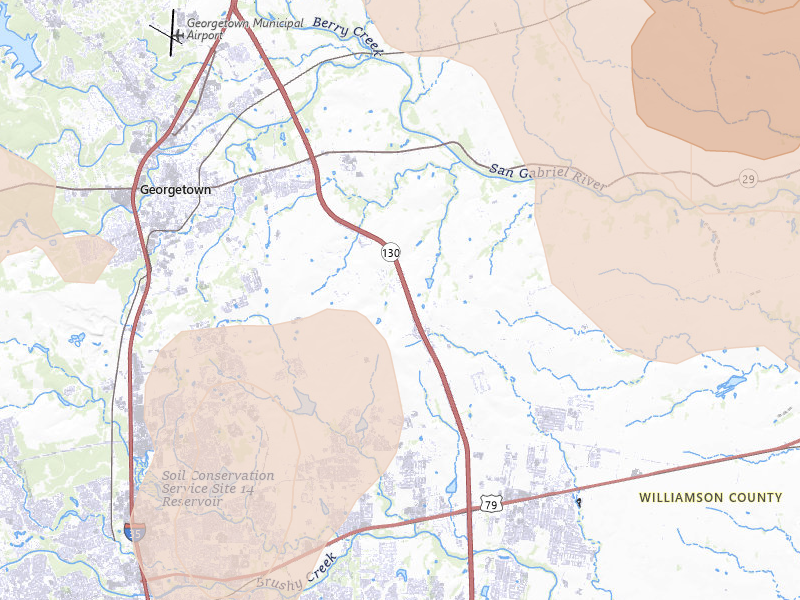 Radar-estimated hail-size map of the storm over Hutto, TX on May 19, 2026