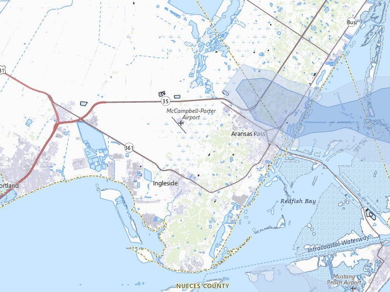 NEXRAD radar-signature map of the hail storm over Ingleside, TX on May 10, 2026