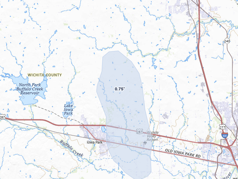 NEXRAD radar-signature map of the hail storm over Iowa Park, TX on Jun 7, 2026