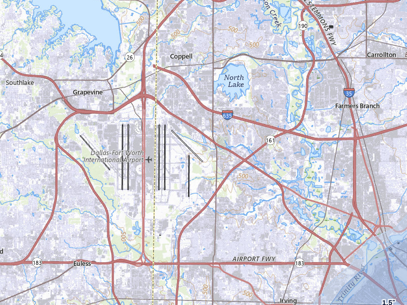 NEXRAD radar-signature map of the hail over Irving, TX
