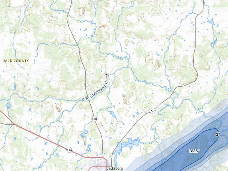 NEXRAD radar-signature map of the hail storm over Jacksboro, TX on Mar 4, 2026