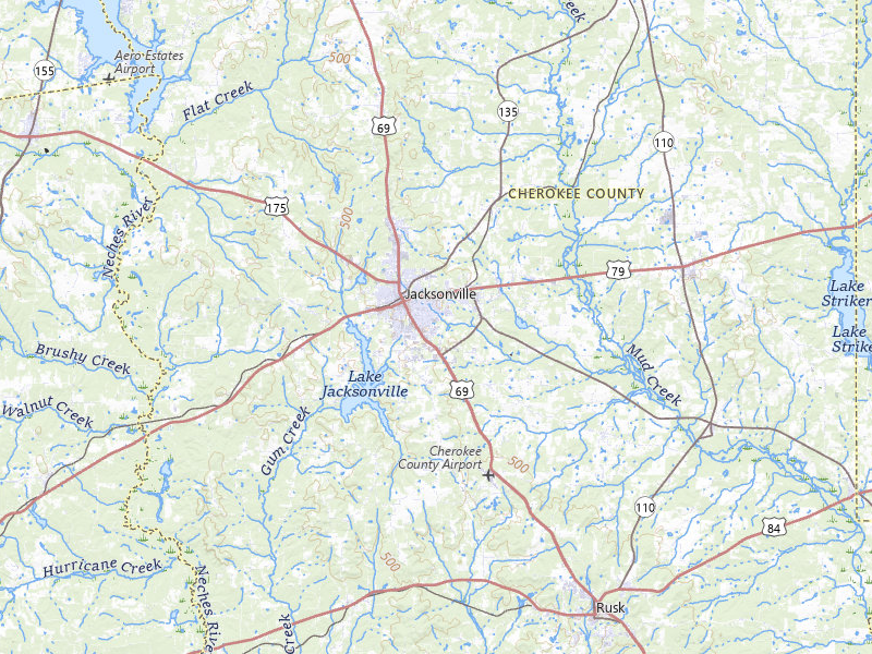 Radar-estimated hail-size map of the storm over Jacksonville, TX on May 25, 2026