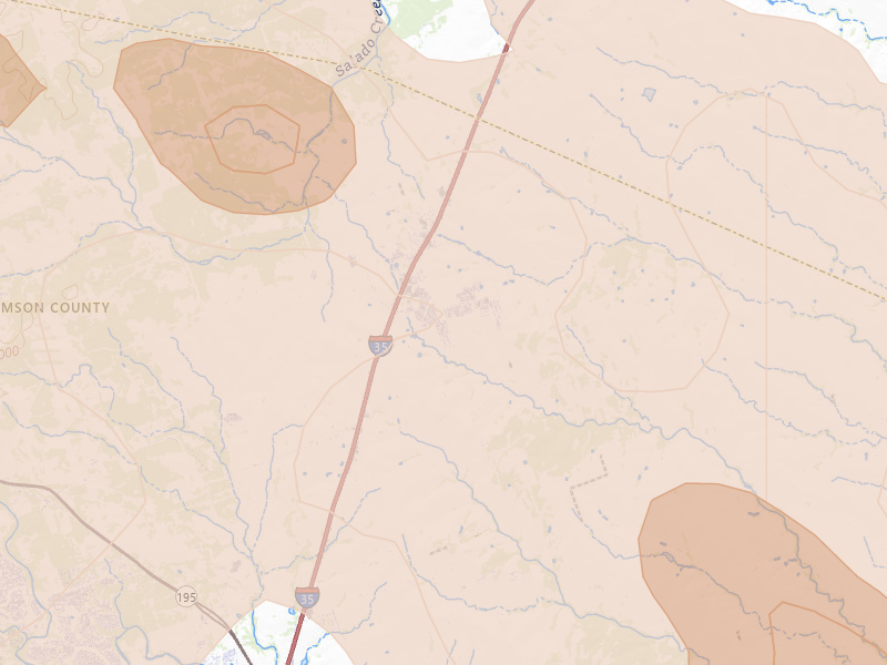 Radar-estimated hail-size map of the storm over Jarrell, TX on May 19, 2026