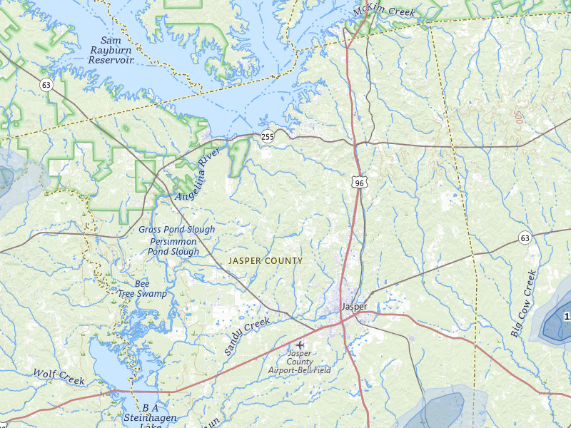 NEXRAD radar-signature map of the hail storm over Jasper, TX on May 8, 2026