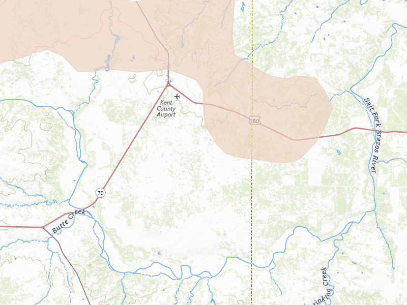Radar-estimated hail-size map of the storm over Jayton, TX on May 15, 2026