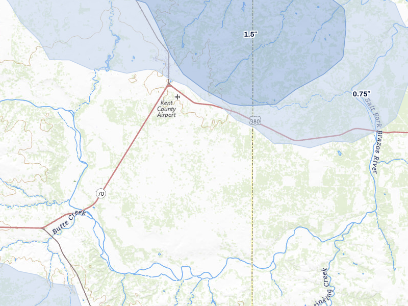 NEXRAD radar-signature map of the hail storm over Jayton, TX on May 15, 2026