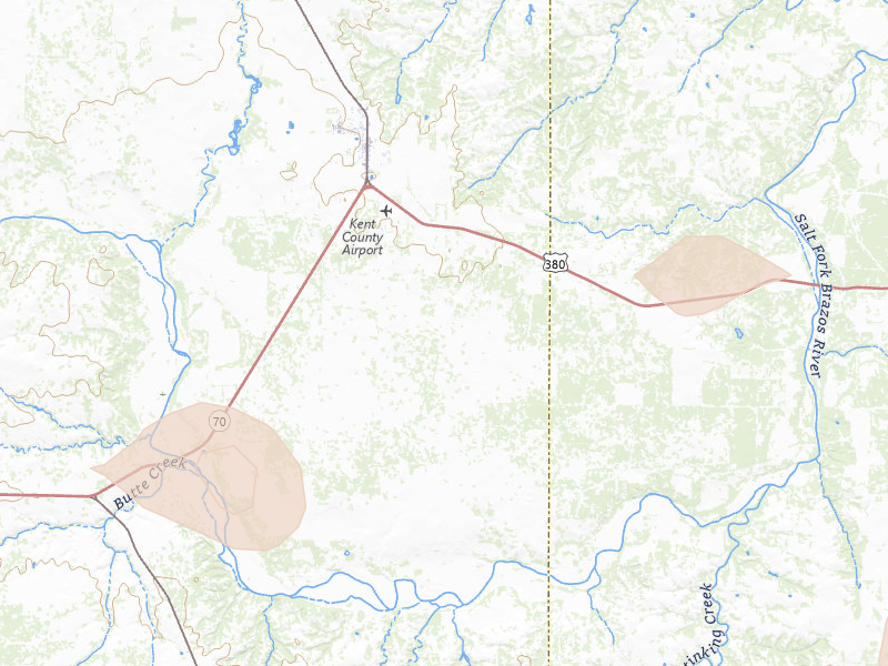 Radar-estimated hail-size map of the storm over Jayton, TX on May 23, 2026