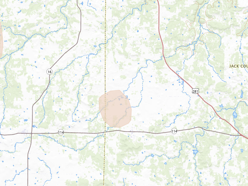 Radar-estimated hail-size map of the storm over Jermyn, TX on Jun 6, 2026