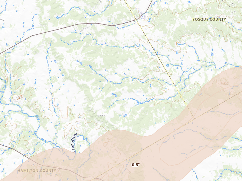 Radar-estimated hail-size map of the storm over Jonesboro, TX on Jan 9, 2026