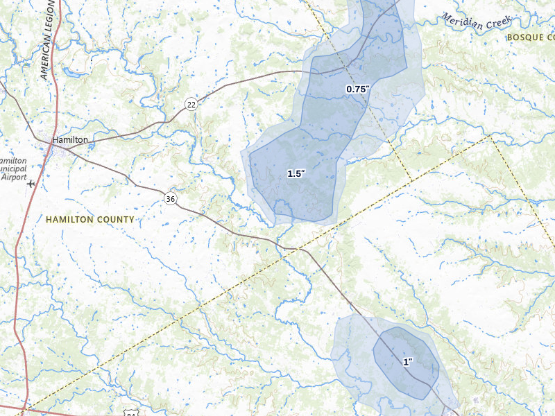NEXRAD radar-signature map of the hail over Jonesboro, TX