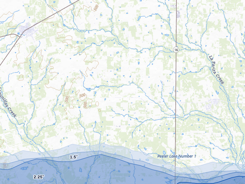 NEXRAD radar-signature map of the hail over Jourdanton, TX