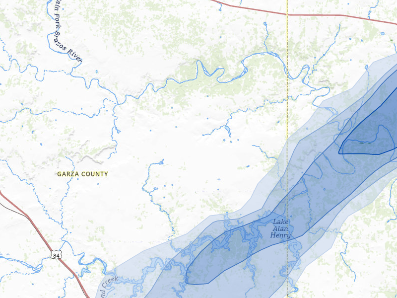 NEXRAD radar-signature map of the hail storm over Justiceburg, TX on May 10, 2026