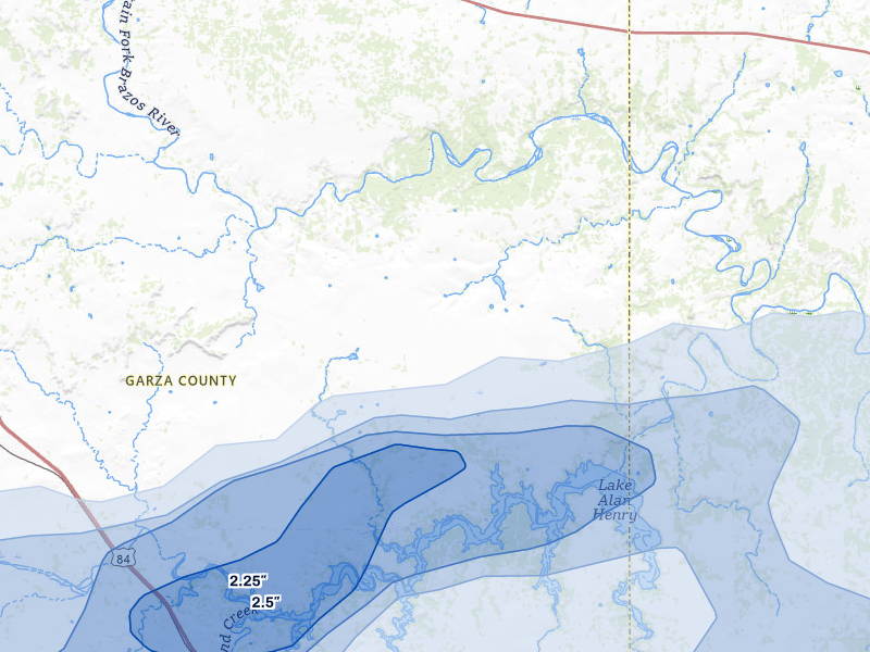 NEXRAD radar-signature map of the hail storm over Justiceburg, TX on May 15, 2026