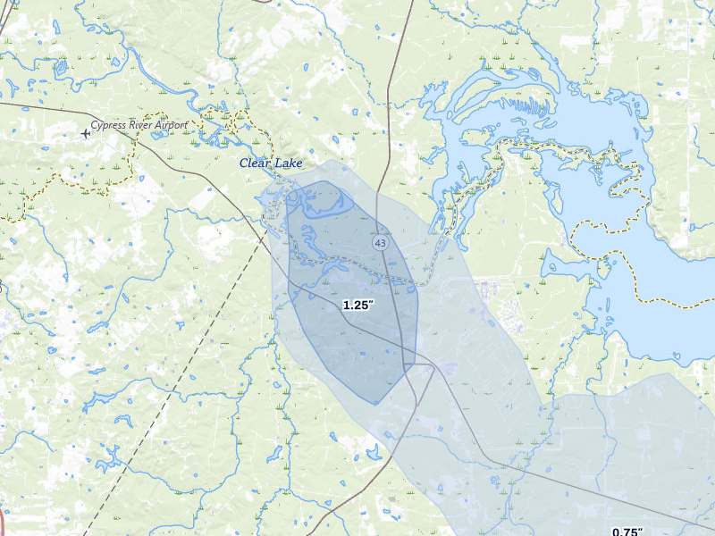 NEXRAD radar-signature map of the hail over Karnack, TX