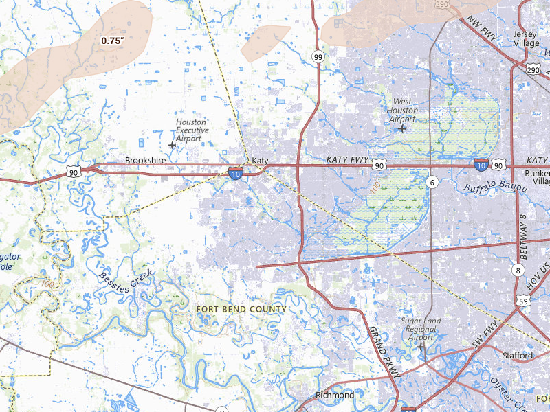Radar-estimated hail-size map of the storm over Katy, TX on Apr 12, 2026
