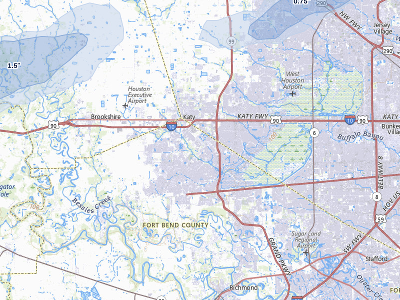 NEXRAD radar-signature map of the hail over Katy, TX