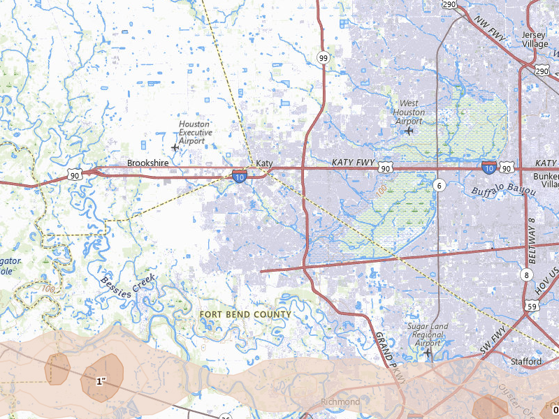 Radar-estimated hail-size map of the storm over Katy, TX on Apr 30, 2026