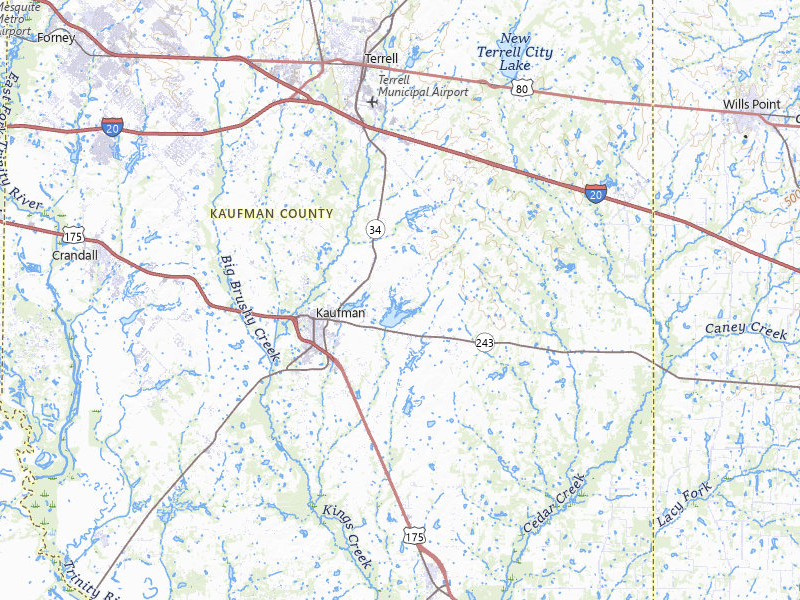 Radar-estimated hail-size map of the storm over Kaufman, TX on Jul 7, 2026